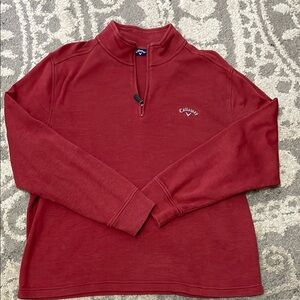 Callaway Rich Red Zip Up Sweater with Stand-Up Collar